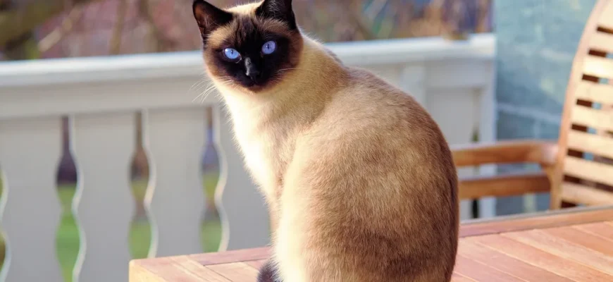 сиамская кошка сидит