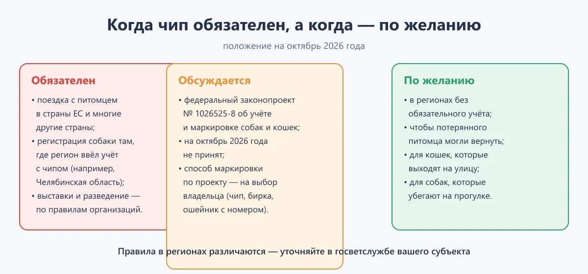 таблица: когда чипирование обязательно, а когда по желанию